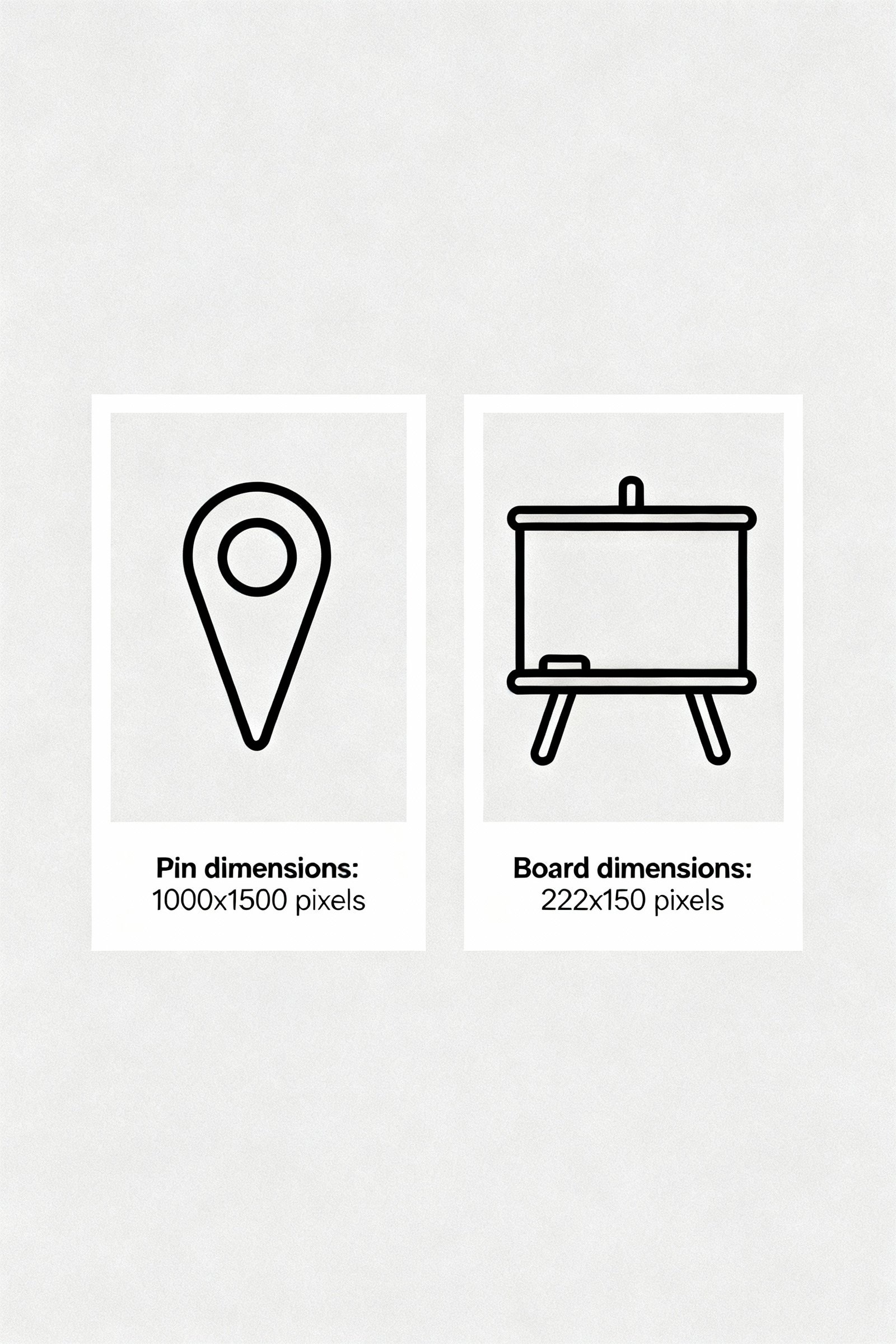 Pinterest image size examples showing pin and board dimensions