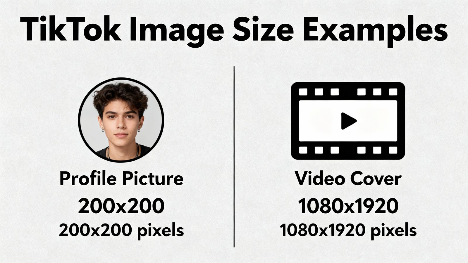 TikTok image size examples showing profile and video cover dimensions