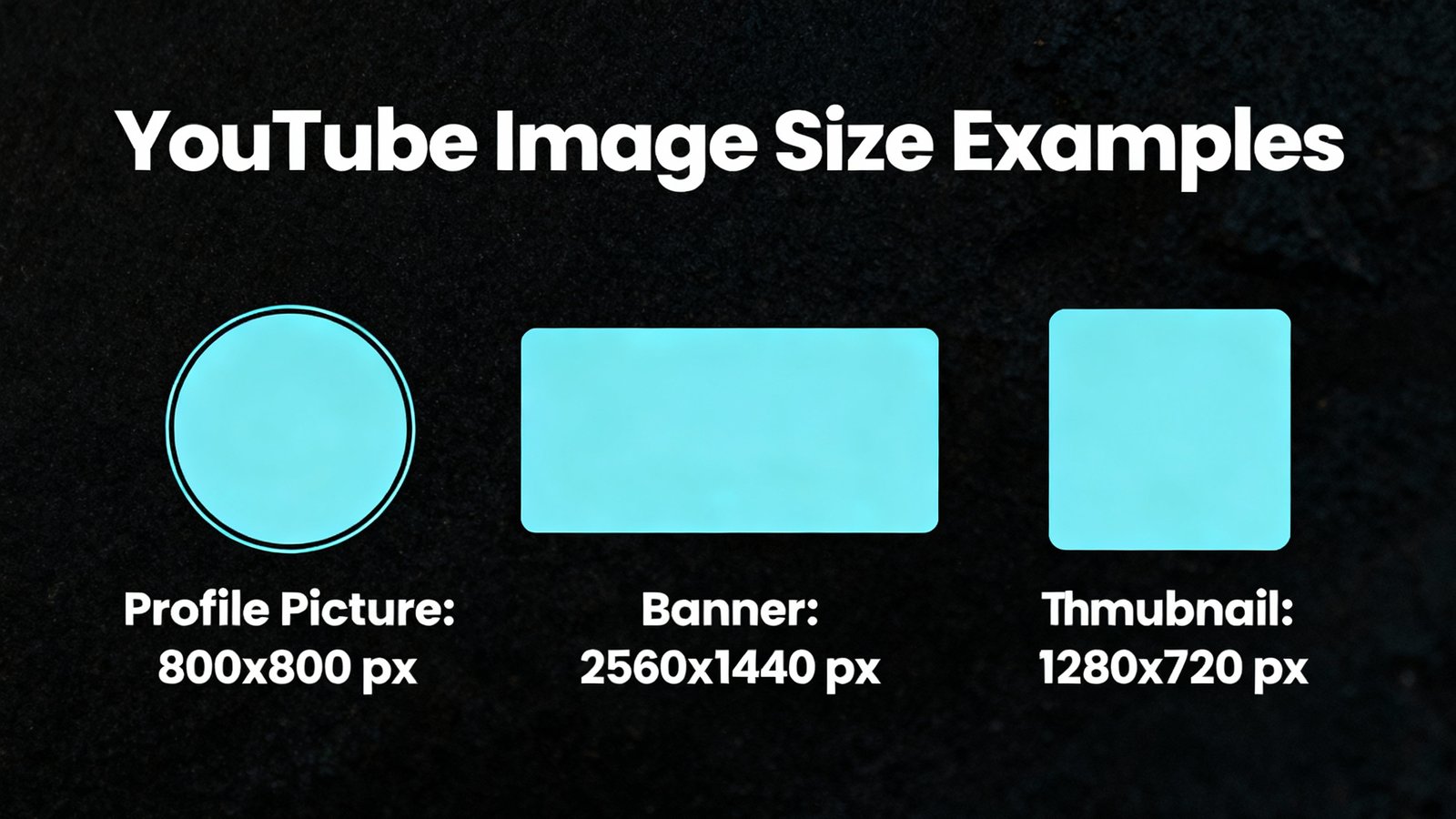 YouTube image size examples showing profile, banner, and thumbnail dimensions